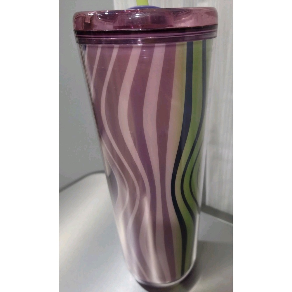 Starbucks New 2025 Wavy Green‎ Purple Hot and Cold Venti Tumbler 24oz Coffee Tea